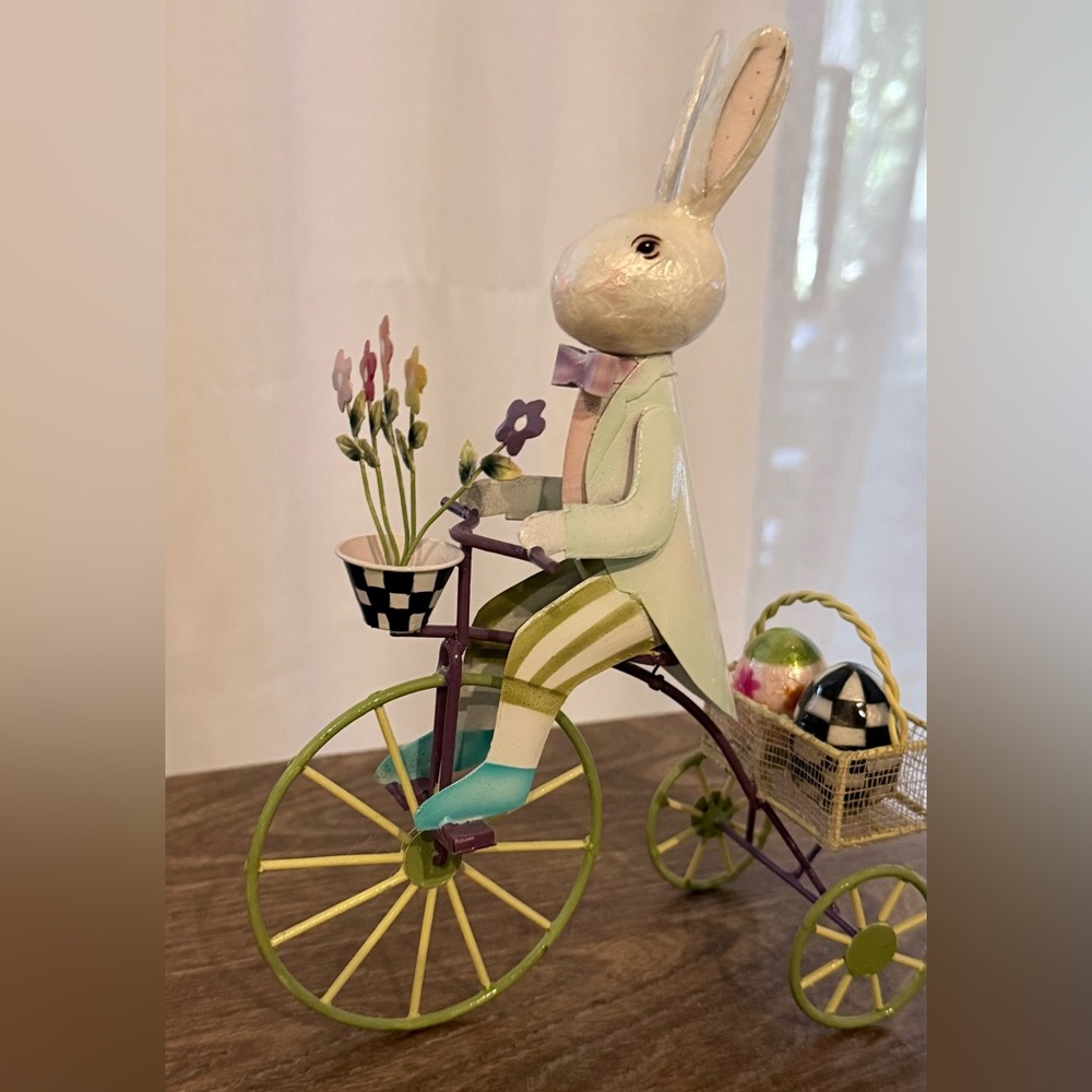 MacKENZIE CHILDS CALICO RABBIT ON BIKE BNIB - Picture 4 of 4